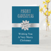 Chic Blue Silver Bows Glitzer Weihnachten Karte (Gelbe Blume)