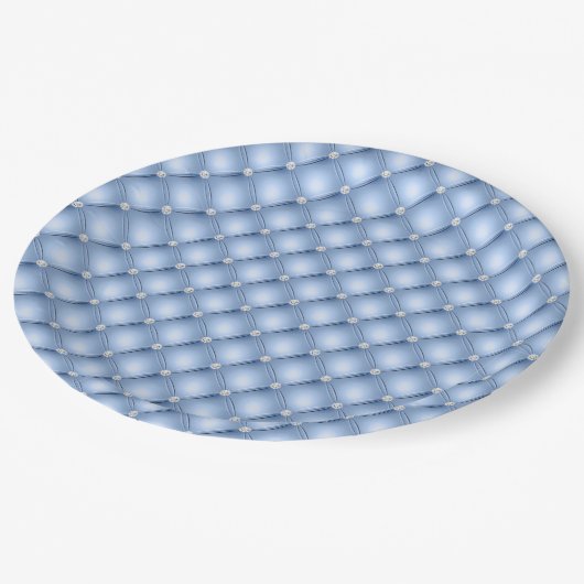 Chic Blue Silver Imitate getupft Pappteller (Schrägansicht)