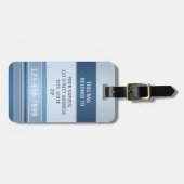 Chic Blue Silver Metallic Strip Gepäckmarke Gepäckanhänger (Vorderseite horizontal)
