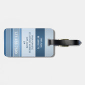 Chic Blue Silver Metallic Strip Gepäckmarke Gepäckanhänger (Rückseite horizontal)