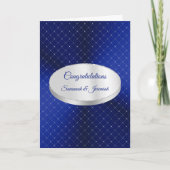Chic Blue Silver Squares - Ihre Glückwünsche Karte (Vorderseite)