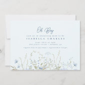 Chic Blue Sky Wildblumen Boy Baby Dusche Einladung (Vorderseite)