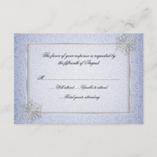 Chic Blue Snowflake Hochzeitkarte RSVP Karte
