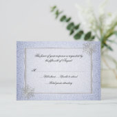 Chic Blue Snowflake Hochzeitkarte RSVP Karte (Stehend Vorderseite)