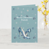 Chic Blue Snowflakes High Heels Karte (Gelbe Blume)