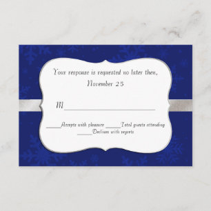 Chic Blue Snowflakes Wedding RSVP Card Karte