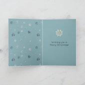 Chic Blue Snowflakes White Kitten Karte (Innenseite)