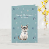 Chic Blue Snowflakes White Kitten Karte (Gelbe Blume)