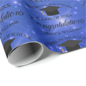 Chic Blue Sparkle Abschluss Chic Custom Graduate Geschenkpapier (Rolleneckpunkt)