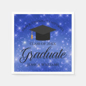Chic Blue Sparkle Graduate Custom Graduate Party Serviette (Vorderseite)