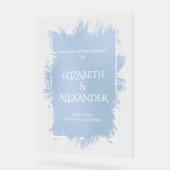 Chic Blue Splash Wedding Willkommen Acrylschild (Winkel)