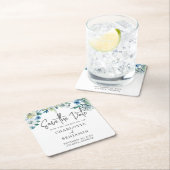 Chic Blue Spring Floral Save the Date Rechteckiger Pappuntersetzer (Vor Ort)