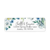 Chic Blue Spring Floral Wedding Rücksendeadresse (Vorne)