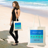 Chic Blue Stripes Fisch und Muscheln Beach Life Tragetasche