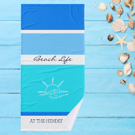 Chic Blue Stripes Ocean Beach House Badhandtuch Set