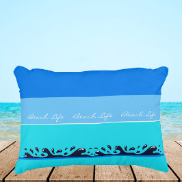 Chic Blue Stripes Ocean Waves Beach Life Dekokissen