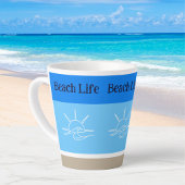 Chic Blue Stripes Tan Beach House Milchtasse