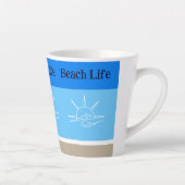 Chic Blue Stripes Tan Beach House Milchtasse (Rechts)