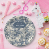 Chic Blue Toile de jouy Brautparty Pappteller (Party)