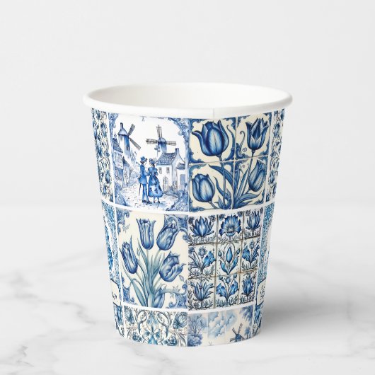 Chic Blue Toile de jouy Dolls and Blume Pappbecher (Rechts)