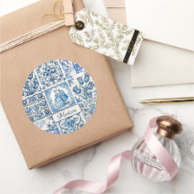 Chic Blue Toile de jouy Dolls and Blume