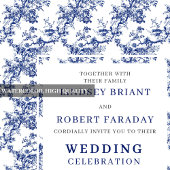 Chic Blue Toile de Jouy Elegant Wedding Invitation Einladung