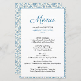 Chic Blue Toile de Jouy Floral Border Wedding