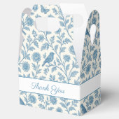 Chic Blue Toile de Jouy Floral Border Wedding Geschenkschachtel (Geöffnet)