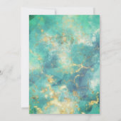 Chic Blue Türkise Gold Glitzer Tropfen Monogramm Einladung (Rückseite)