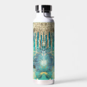 Chic Blue Türkise Gold Glitzer Tropfen Monogramm Trinkflasche (Links)