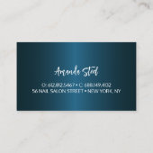 Chic Blue Türkise Gold Glitzer Tropfen Monogramm Visitenkarte (Rückseite)