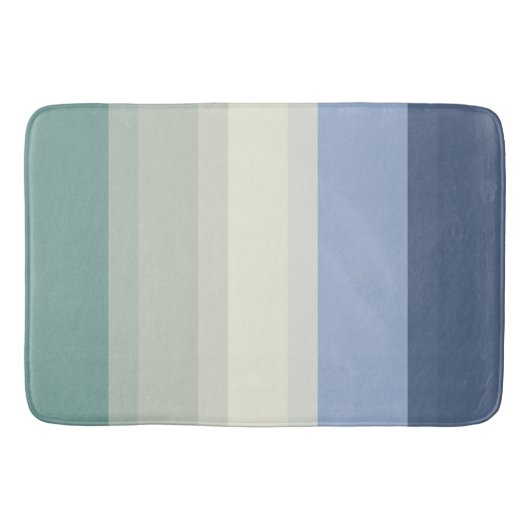 Chic Blue und Aquamarin Green Stripes Designer Badematte (Vorderseite)