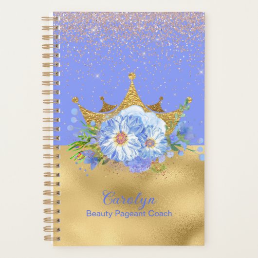 Chic Blue und Gold Crown Pageant Coach Planer (Vorderseite)