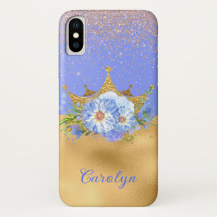 Chic Blue und Gold Floral Crown Case-Mate iPhone Hülle