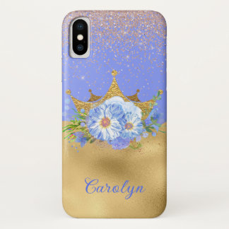 Chic Blue und Gold Floral Crown Case-Mate iPhone Hülle