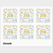 Chic Blue und Gold Glitzer Abschluss Quadratischer Aufkleber (Blatt)