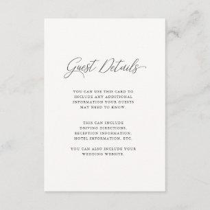 Chic Blue und Golden Cream Wedding Details Begleitkarte