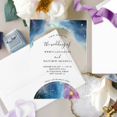 Chic Blue und Lila Watercolor Celestial Wedding Acryleinladungen