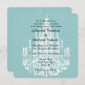 Chic Blue und White Chandelier Wedding Einladung (Vorne/Hinten)