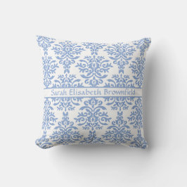 Chic Blue und White Damask Hübsches Muster Kissen