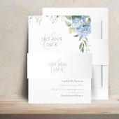 Chic Blue und White Hydrangea Wedding Einladungsbanderole