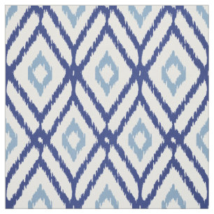 Chic blue und white ikat tribal diamond pattern stoff