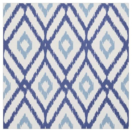 Chic blue und white ikat tribal diamond pattern stoff (Muster)