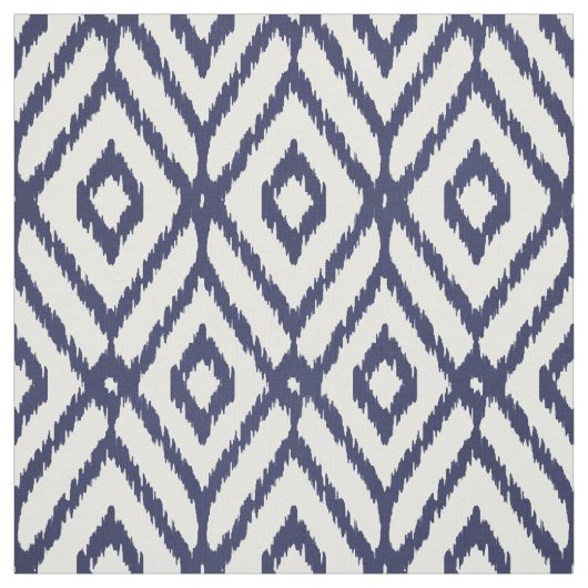 Chic blue und white ikat tribal diamond pattern stoff (Muster)