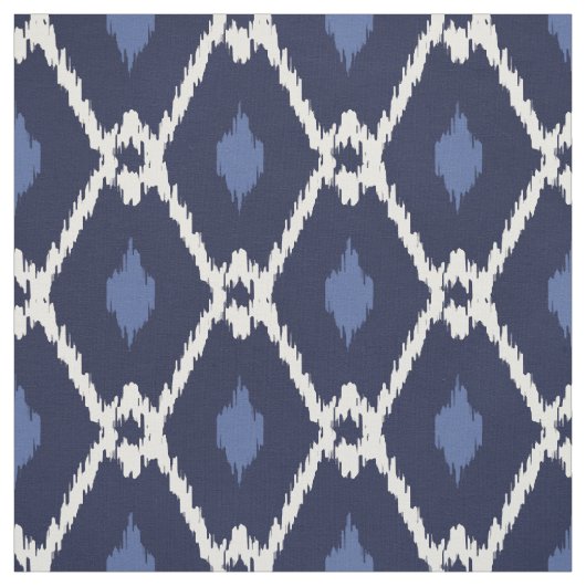Chic blue und white ikat tribal diamond pattern stoff (Muster)