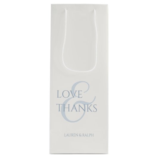 Chic Blue und White Liebe & Danke Geschenktüte Für Weinflaschen (Vorderseite)