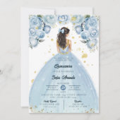 Chic Blue und White Quinceñera Einladung (Vorderseite)
