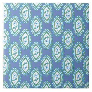 Chic Blue Vintag Periwinkle Blumenmuster Fliese