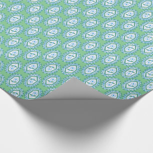 Chic Blue Vintag Periwinkle Blumenmuster Geschenkpapier