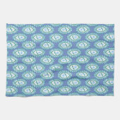 Chic Blue Vintag Periwinkle Blumenmuster Geschirrtuch (Horizontal)